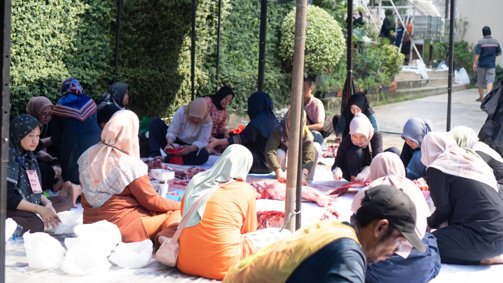 Proses pemotongan hewan qurban (sapi) Sekolah Islam Harapan Ibu 2025